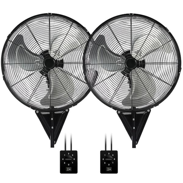 2-Pack 22 in. Wall Mount Fan 3-Speed 7000 CFM High Velocity Fan, Outdoor Wall Fan, Black