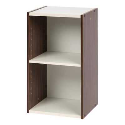 IRIS 2-Tier Wood Storage Shelf, Brown/White, 16.30L x 11.42W x 23.42H  590092 - The Home Depot