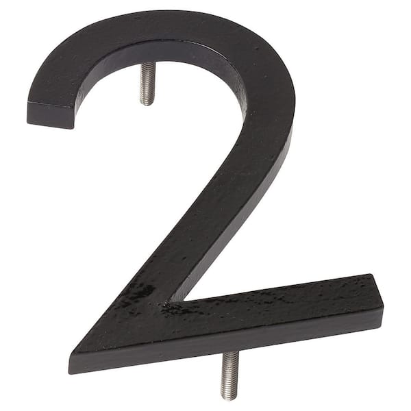Montague Metal Products 8 in. Black Aluminum Floating or Flat Modern House Number 2