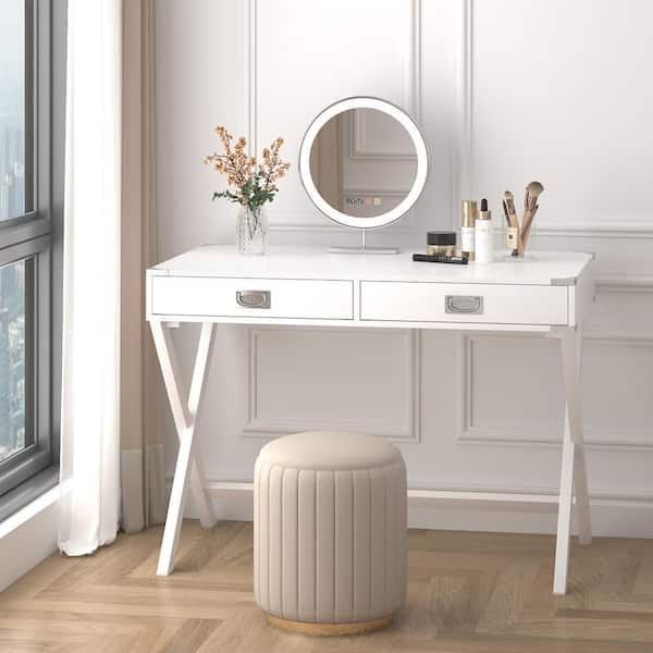 Unbranded 43.2 in. Retangular Wash Gray MDF 2-Drawer Writing Desk