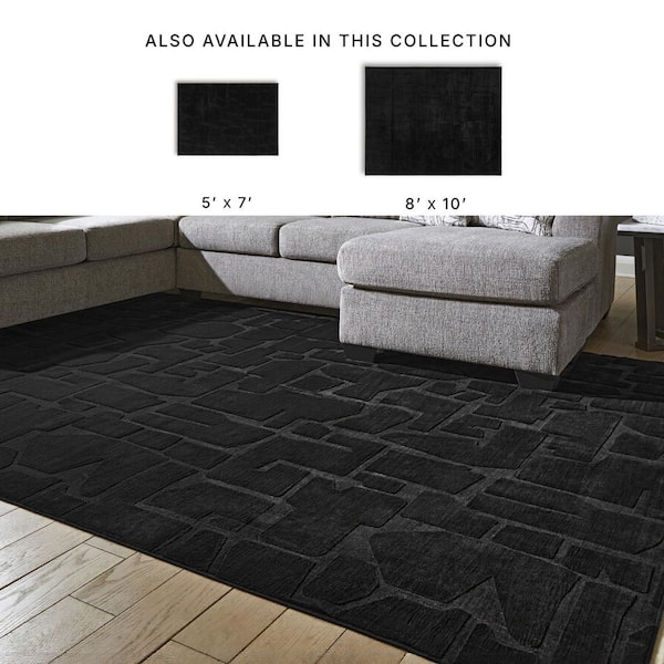 Signature DESIGN BY ASHLEY Gibbswell 8 ft. x 10 ft. Black Abstract