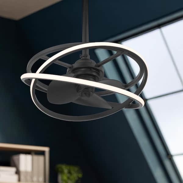 Cirro 20 in. Matte Black Downrod Mount Fandelier Ceiling Fan with LED Light Kit and Handheld Remote