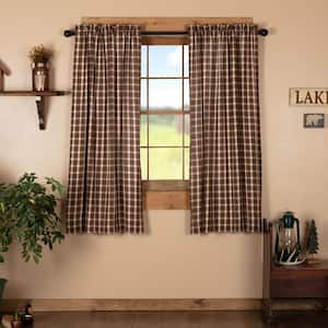 Rory Brown Creme Cotton 36 in. W x 63 in. L Light Filtering Curtain Double Panels