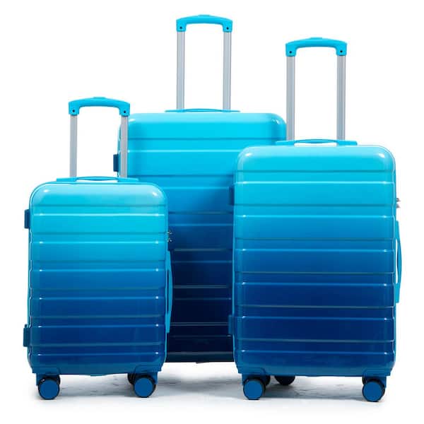 Padrick 3-Piece Navy+Light Blue PC Hardside Spinner Wheel Luggage Set with Combination Lock