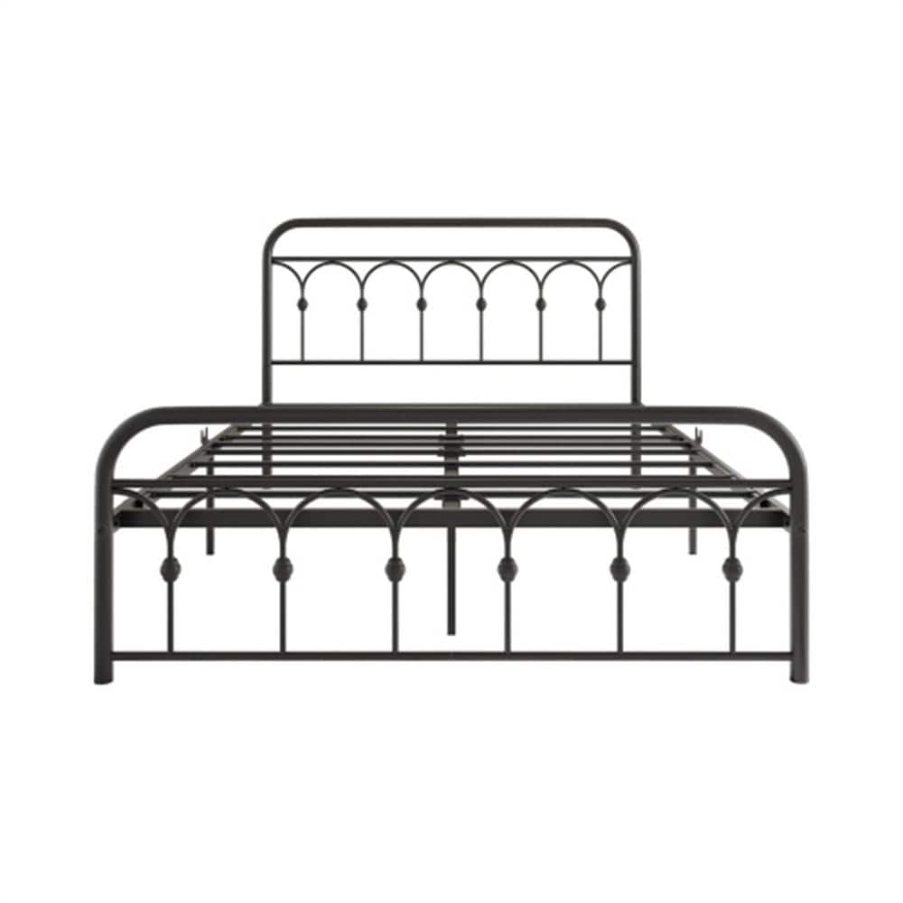 ZIRUWU Black Metal Bed Frame Queen Platform Bed with Headboard and