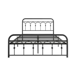 Black Metal Bed Frame Queen Platform Bed with Headboard and Footboard, No Box Spring Needed 12.4 in. Under Bed Storage