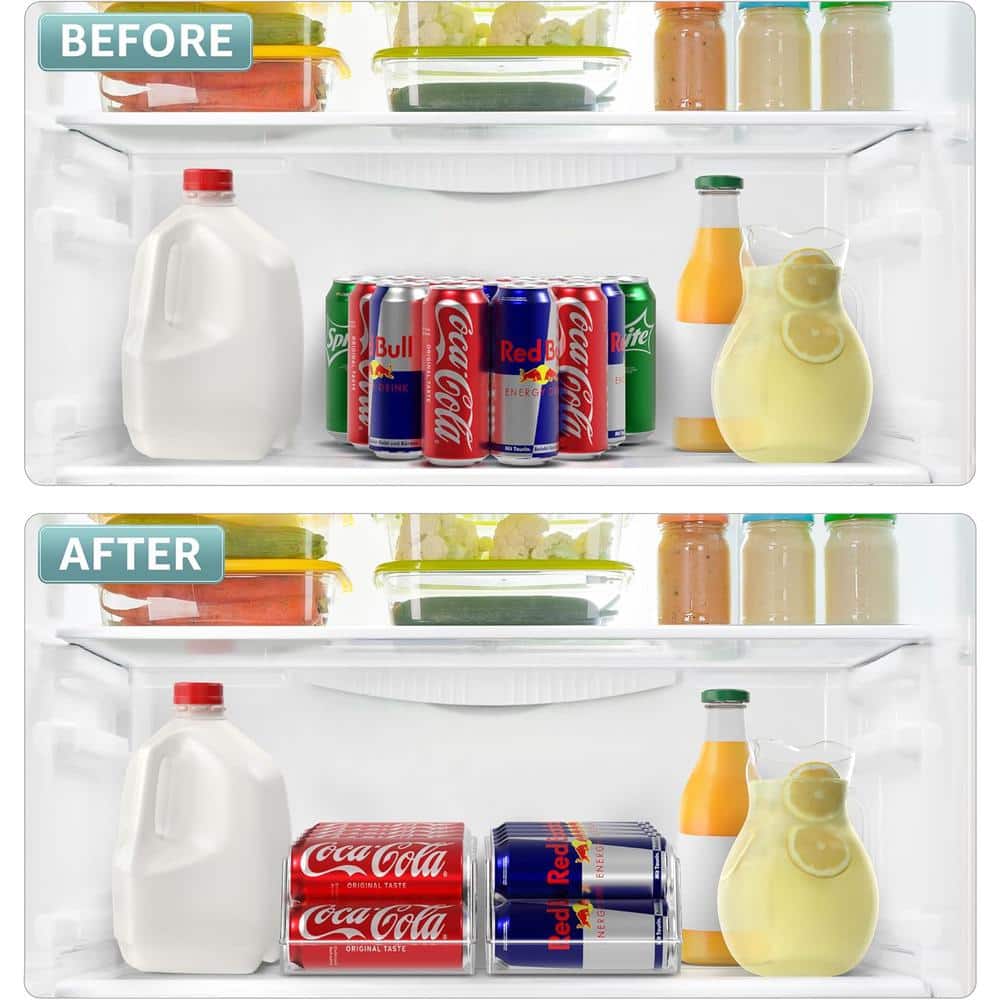 Clear Slim Plastic Soda Can Organizer with Lid, Set of 2