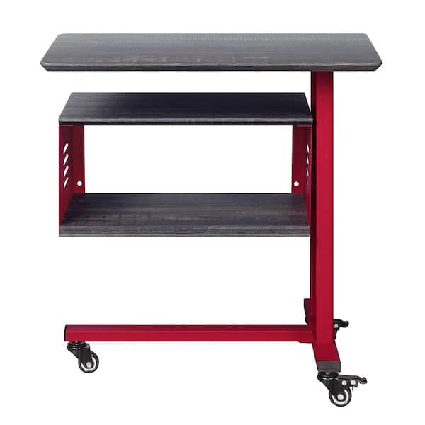 STICKON 24.00 in. Red Rectangle Wood End Table with Casters
