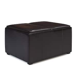 Simpli Home Avalon 35 in. Wide Contemporary Rectangle 5 Pc Storage Ottoman  in Distressed Black Vegan Faux Leather AY-F-15B-DBL - The Home Depot