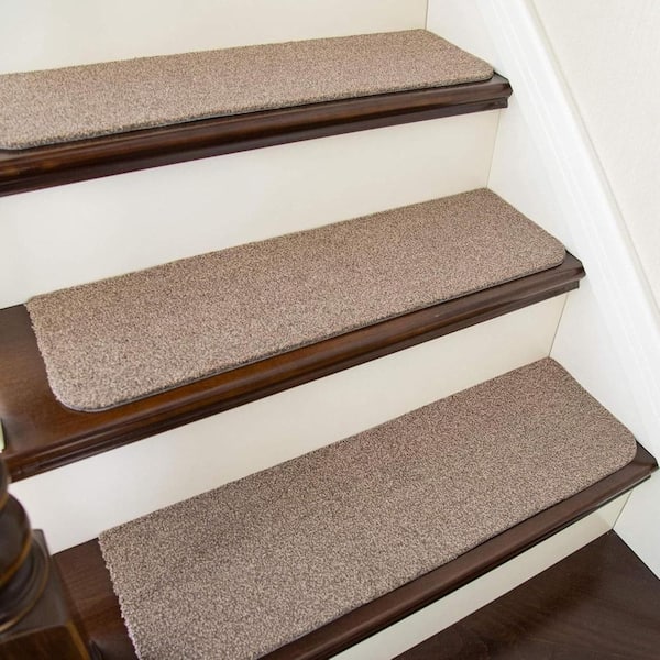 15 pack 28inX9in Indoor Non-Slip Stair Treads - 100% Polyester (TPE Backing), Beige