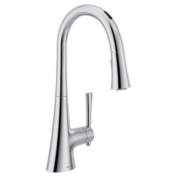 MOEN Kurv Chrome 16.38 in. H Pull Down Sprayer Kitchen Faucet with 100° Spout Swivel