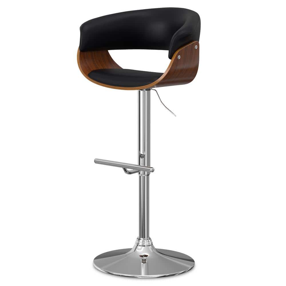 Sheldon Black Faux Leather Adjustable Swivel Bar Stool