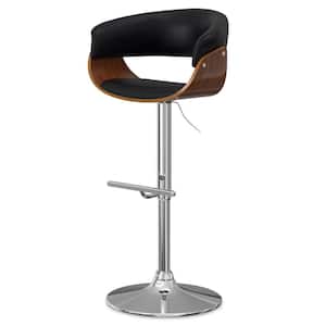Sheldon Vegan Faux Leather Adjustable Swivel Chair Mid Century Modern Bar Stool in Black
