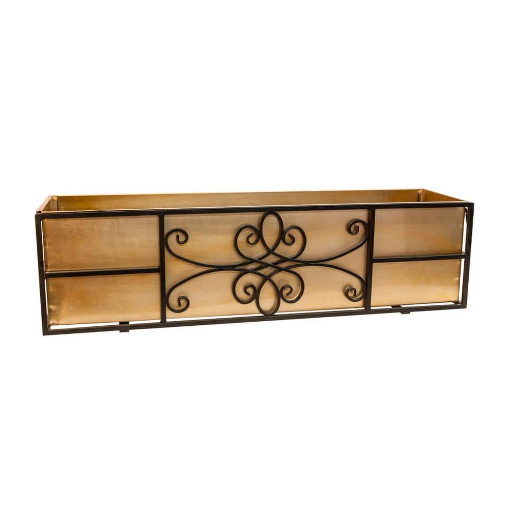30 in. L x 9.625 in. W x 9.75 in. H Steel Quatrefoil Window Box