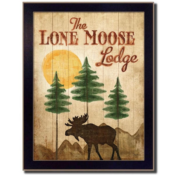 HomeRoots Charlie Lone Moose 1-Piece Framed Wall Art 18 in. x 14 in.