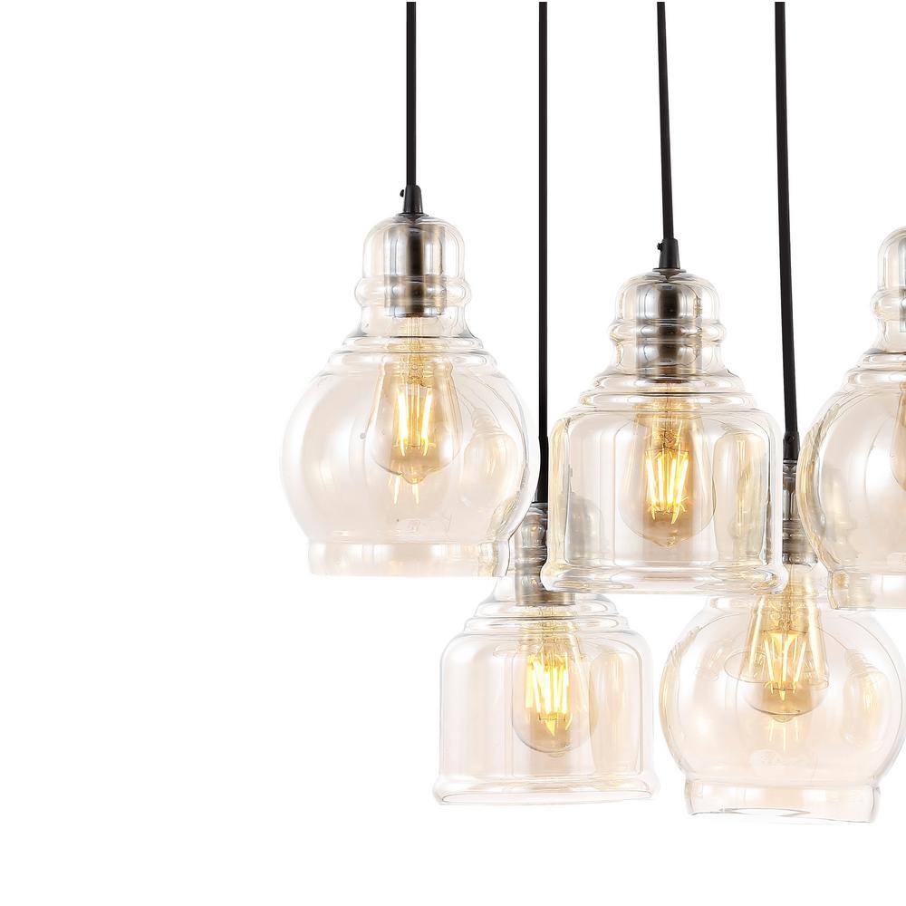 Sydney 18.88" Nickel Glass Bohemian LED Pendant Light