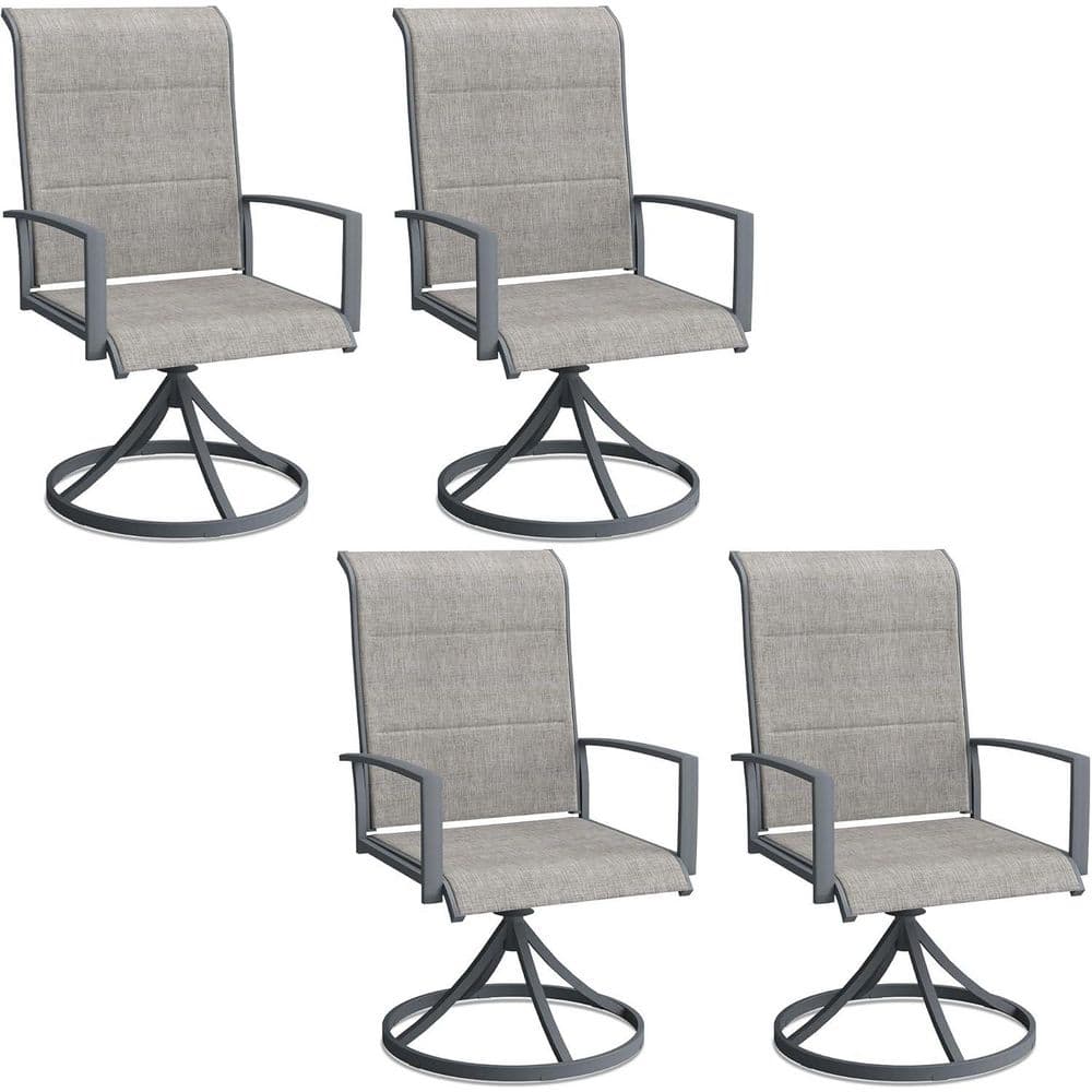 4-Piece Outdoor Patio Swivel Dining Chairs with 360° Rotation and Metal Frame in Grey price history on PriceWatchPro
