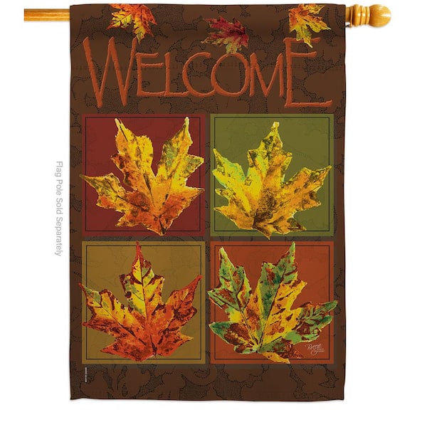 Breeze Decor 28 in. x 40 in. Fall Leaves Collage Fall House Flag Double-Sided Decorative Vertical Flags