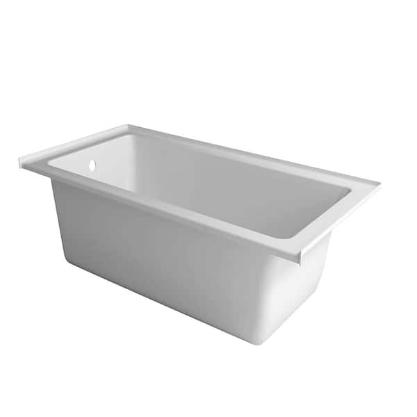 FINE FIXTURES 60 in. x 30 in. Acrylic Rectangular Soaking Drop-In Bathtub with Left Hand Drain in White Brass Trip Lever Included