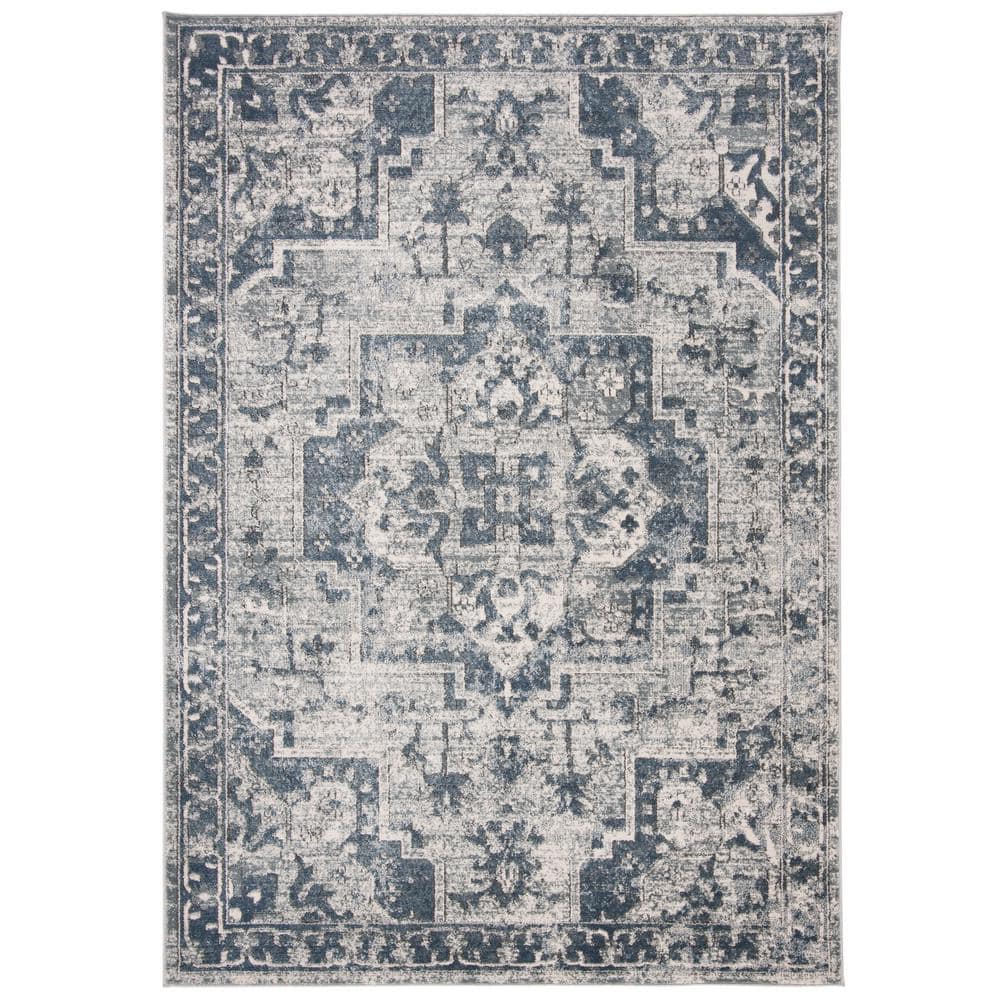SAFAVIEH Oregon Navy/Ivory 9 ft. x 12 ft. Border Area Rug ORE883N9