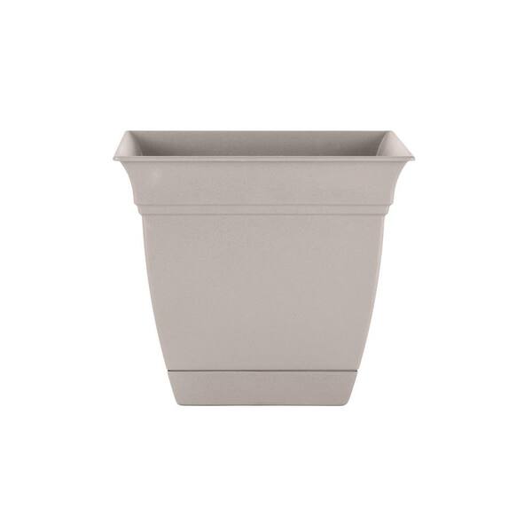 Vigoro 10 in. Mirabelle Medium White Plastic Square Planter (10 in. D x