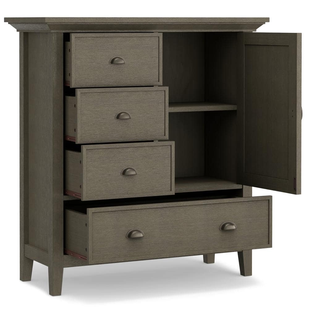 Farmhouse Grey Solid Wood Freestanding Office Storage Cabinet