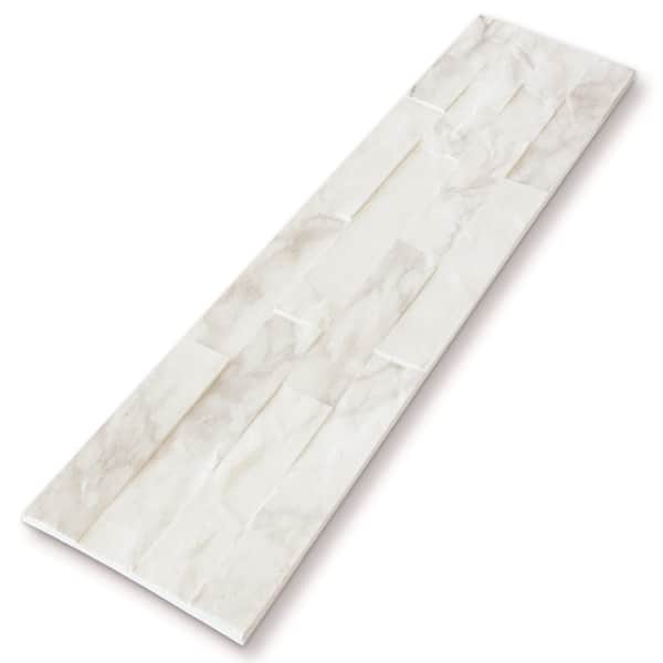 sunwings MCM Quartizite Panel 6 in. x 23.6 in. Matte Carrara White Flexible Stone Slate Travertine Wall Tile (9.7 sq. ft. /Case)