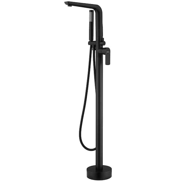Dimakai 1-Handle Freestanding-Mount Tub Faucet with Handheld Shower in Matte Black