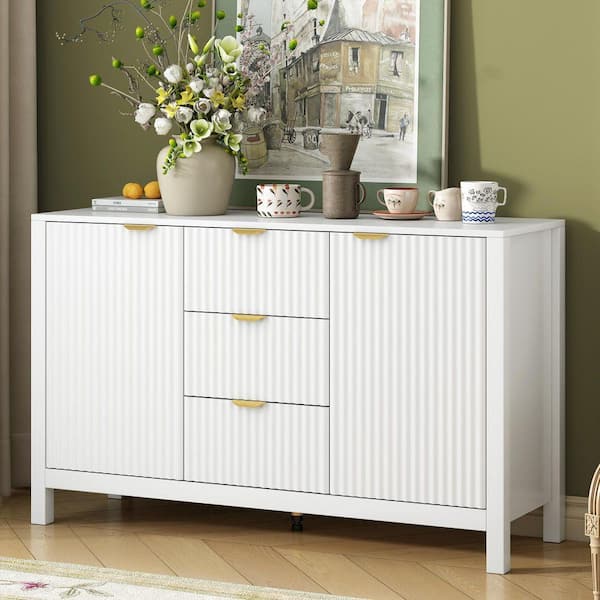 anpport Modern White Wood 47.2 in. Sideboard with Adjustable