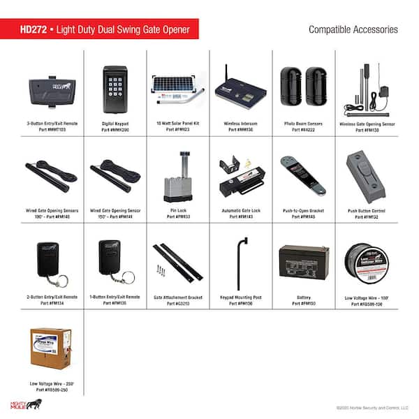 Mighty Mule Light Duty Dual Swing Gate Opener Solar Capable