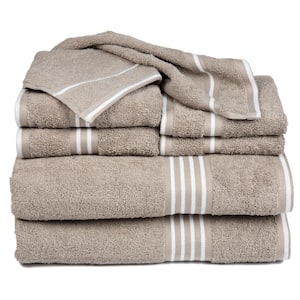 8-Piece Taupe 100% Cotton Bath Towel Set