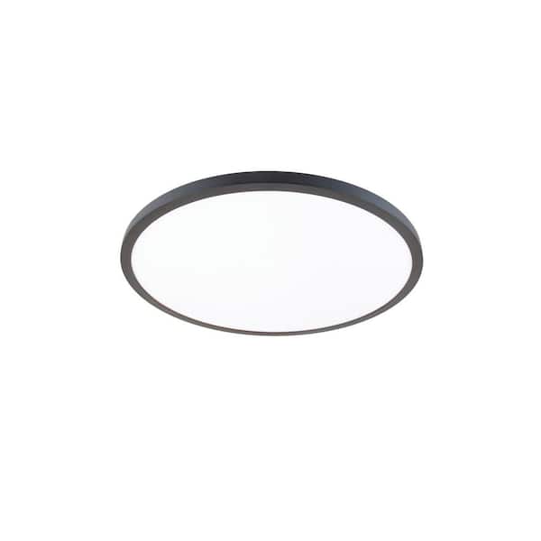 WAC LIMITED Round 15 in. 1-Light Black LED Flush Mount 3000K