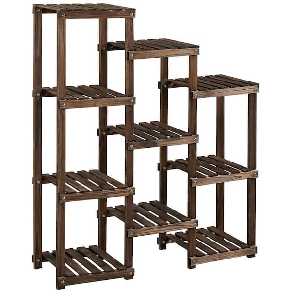 Yaheetech 45 in. Tall Indoor/Outdoor Wooden Flower Plant Stand with 10 Platforms (7 Tier)