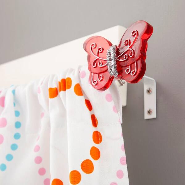 Kenney Butterfly 48 - 86 in. Adjustable 5/8 in. Standard Decorative Window Curtain Rod in Pink