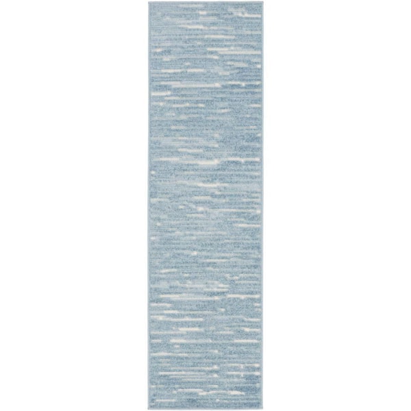 Nourison Casual Blue 2 ft. x 6 ft. Abstract Contemporary Runner Area Rug