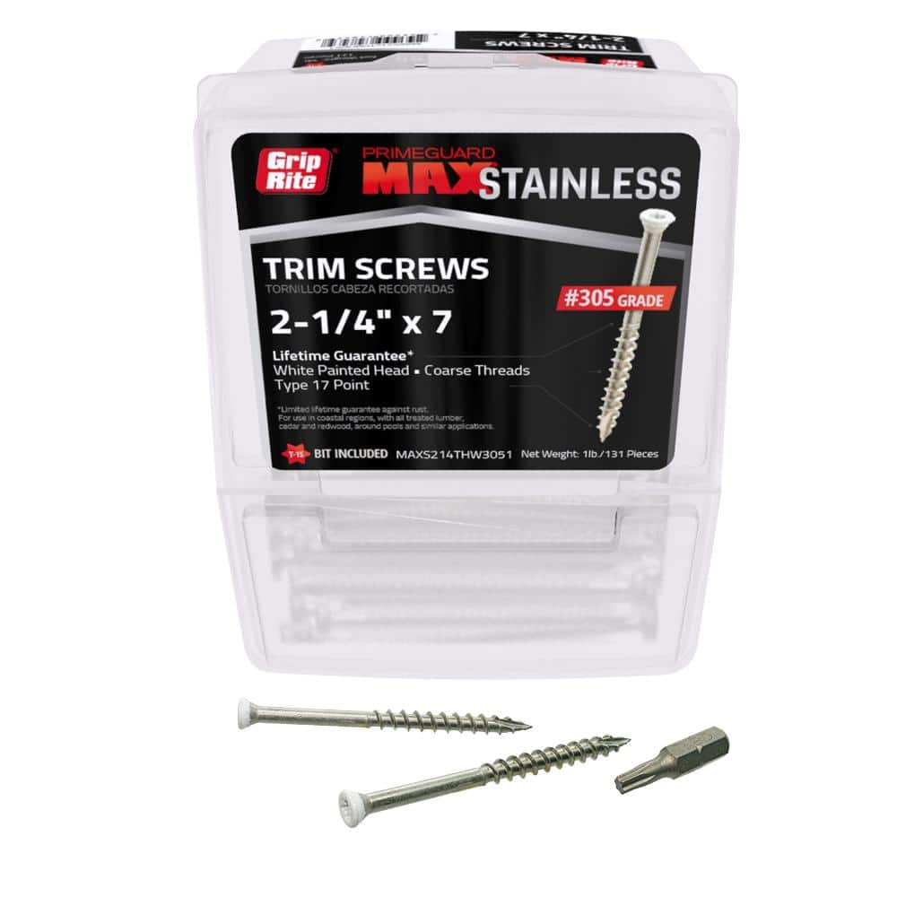 Grip Fast® Premium #9 x 2-1/2 Star Drive White Trim Head Exterior Screw -  1 lb. Box at Menards®