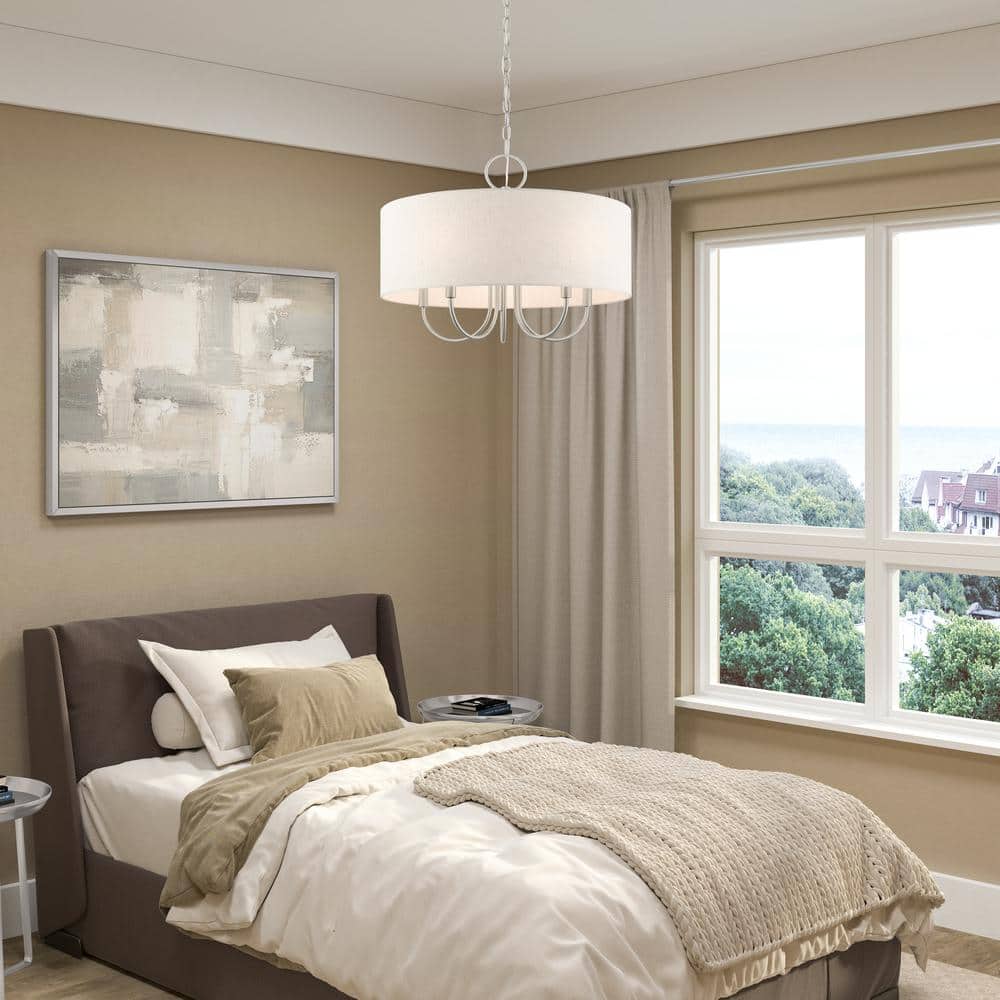 Mini Drum 5-Light Brushed Nickel Pendant Chandelier