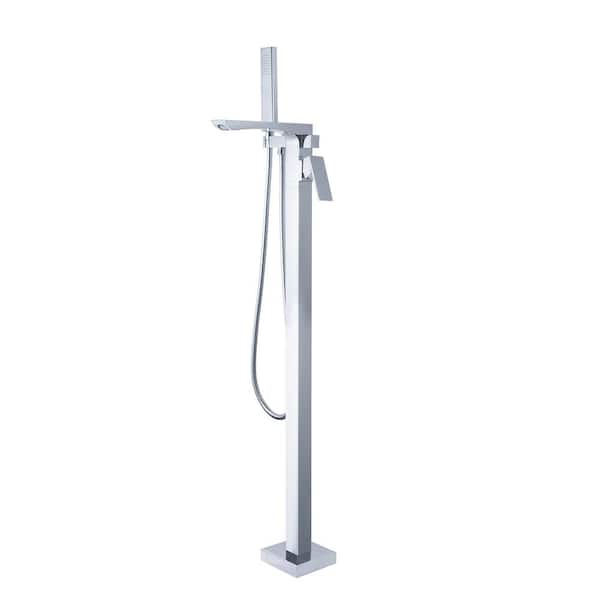 Unbranded Single-Handle Claw Foot Freestanding Tub Faucet with Hand Shower in. Polished Chrome