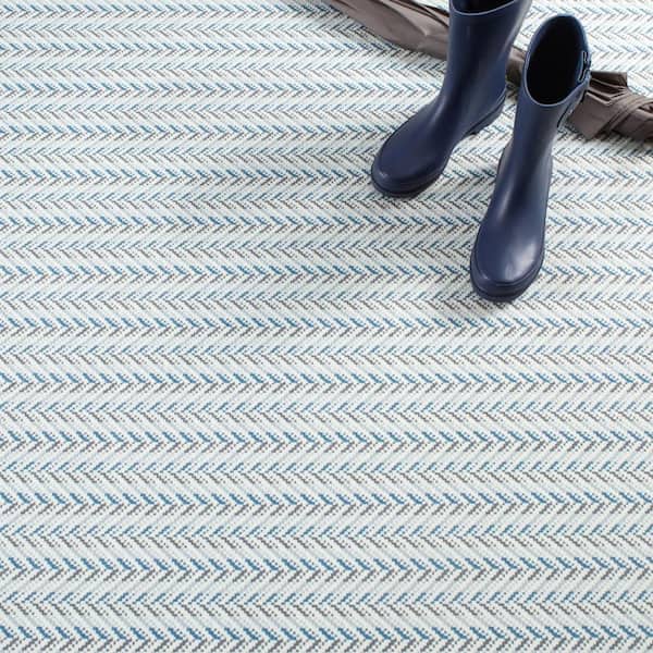 Lowell Machine Washable Blue 2.6 ft. x 8 ft. Indoor Area Rug
