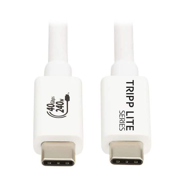 USB4 Charge-and-Sync 3.3 ft. 40-Gbps 240-Watt USB-C PD Cable in White