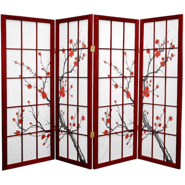 Oriental Furniture 4 ft. Rosewood 4-Panel Room Divider