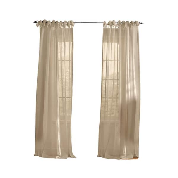 Threadmade Vienna Tie-Top Sheer Window Curtain, Flax - 52
