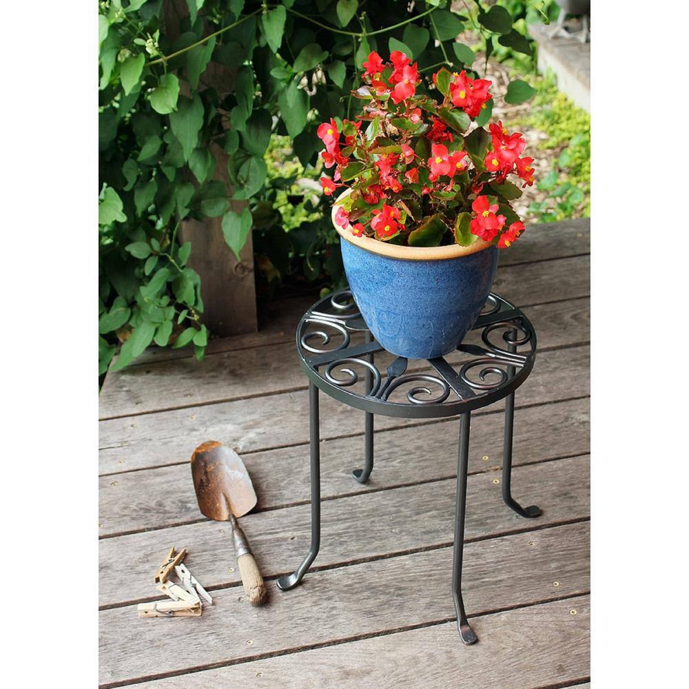 Graphite Wrought Iron Round Trivet Plant Stand