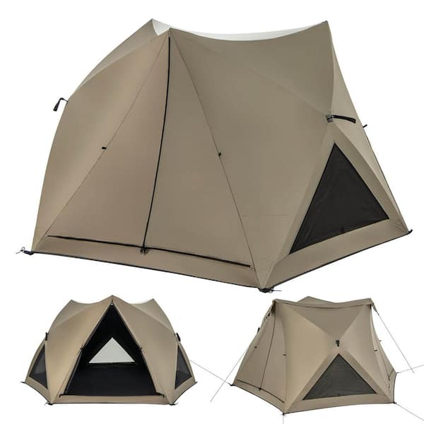 Costway 4/5/6-Person Pop-up Camping Tent for with Rainfly Skylight 3 Doors 3 Windows