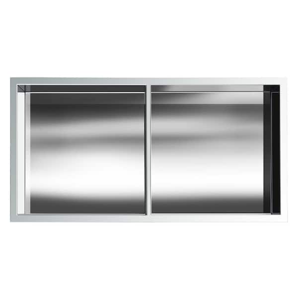 JAG PLUMBING PRODUCTS Showroom Series 12 in. x 24 in. SS Niche with Central Shelf in Polished Chrome