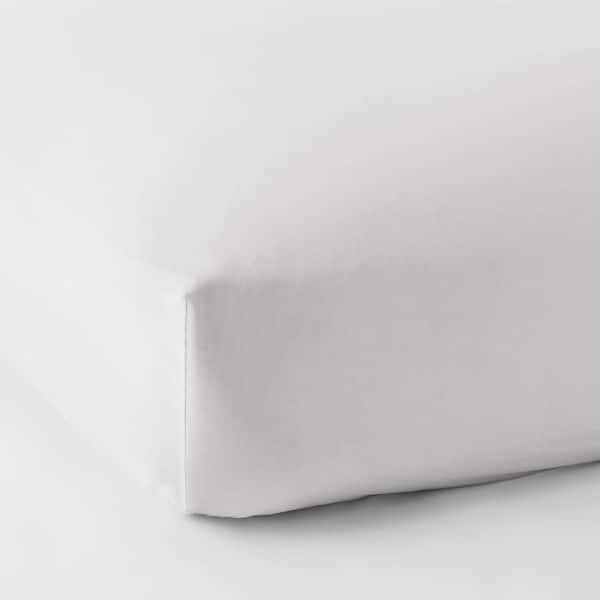 The Company Store Organic White Solid 300-Thread Count Organic Sateen Queen Fitted Sheet