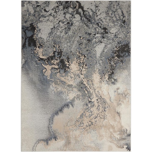 Nourison Maxell Grey 6 ft. x 9 ft. Abstract Contemporary Area Rug