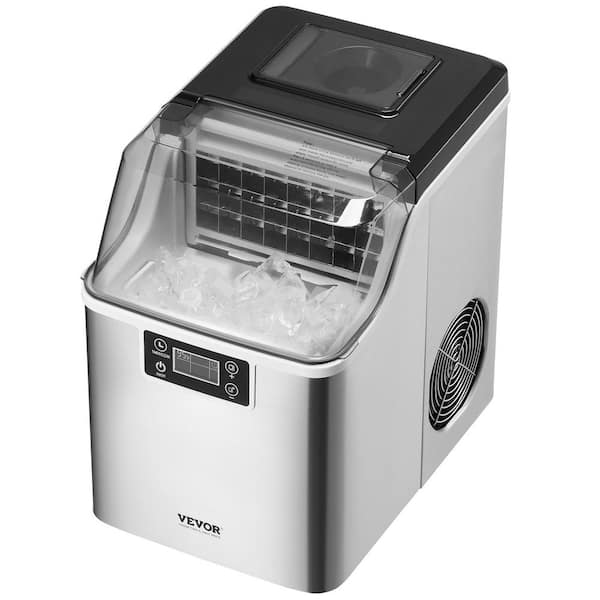 Countertop Ice Maker 45 lbs. in 24-Hrs Cubes Ready in 15 Mins, 13.98 in. Width Self-Cleaning Portable Ice Maker Sliver