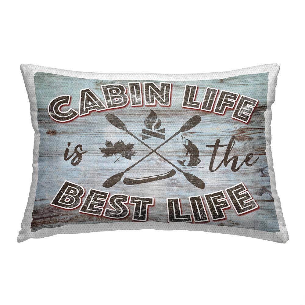 Cabin Life Best Phrase Blue Rectangular Outdoor Throw Pillow price history on PriceWatchPro