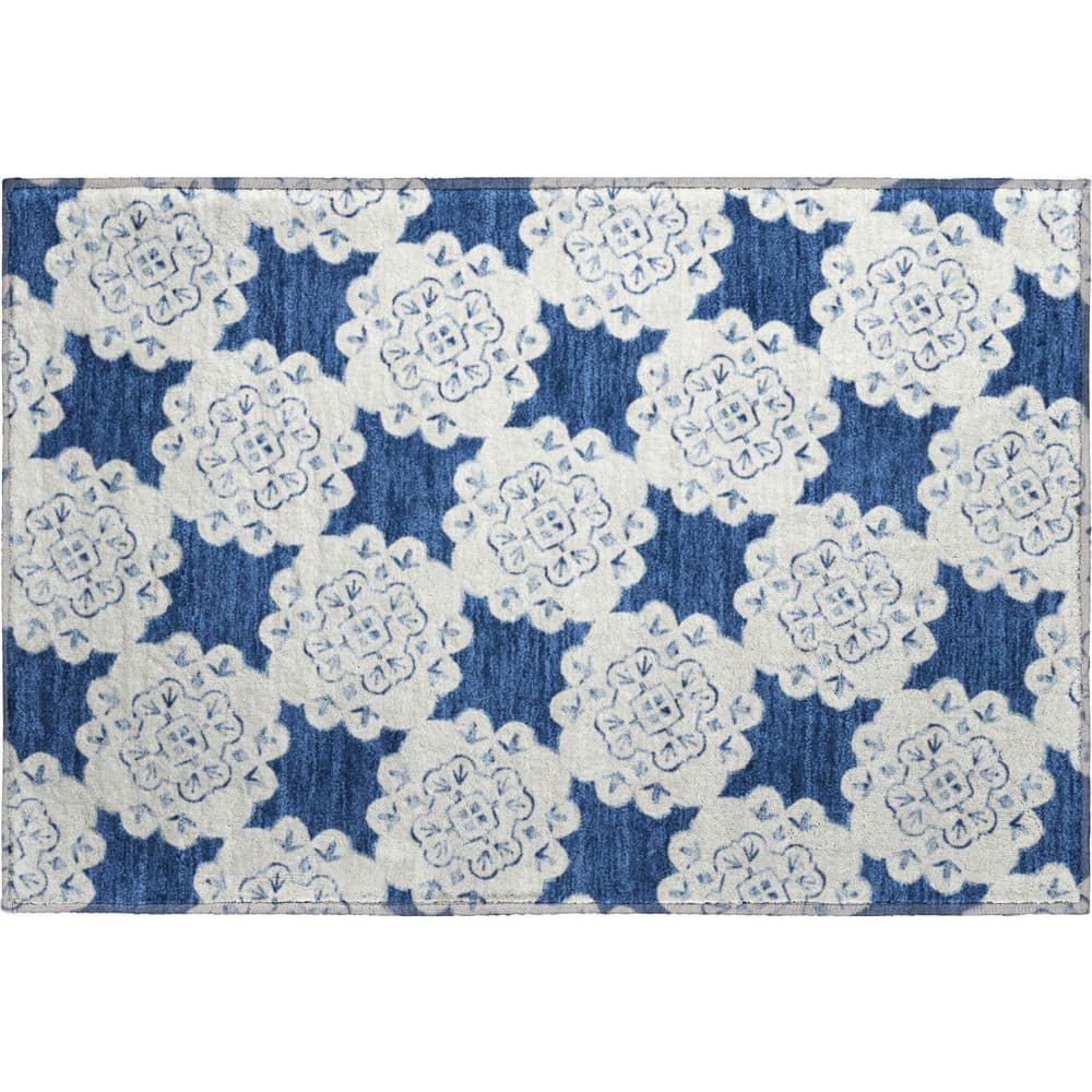 Mayfield Premium Machine Washable Abstract AMF2352 Navy 3 ft. x 4 ft. Area Rug price history on PriceWatchPro